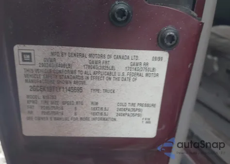 2000 Chevrolet Silverado 1500 Ls from USA, damaged, VIN 2GCEK19T1Y1145695